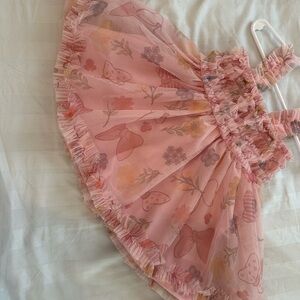 Pink Floral Minnie Bow Ruffle Dress
